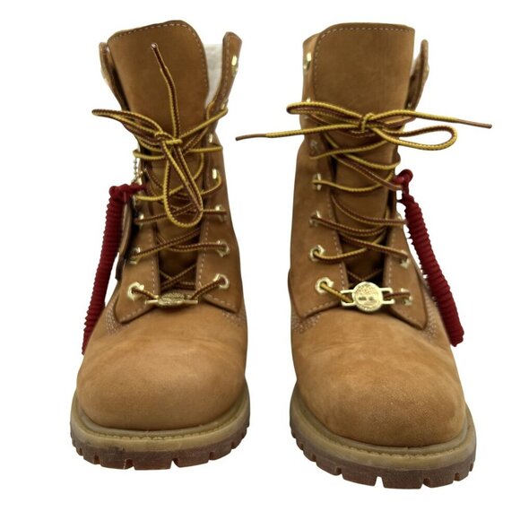 Timberland Womens 6.5W Teddy Fleece Fold-Down Wheat Waterproof Leather Boots - Picture 10 of 16